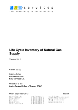 Life Cycle Inventory of Natural Gas Supply - ESU