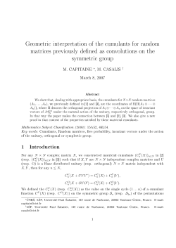 Geometric interpretation of the cumulants for random matrices