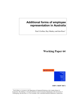 Additional forms of employee representation in Australia Working