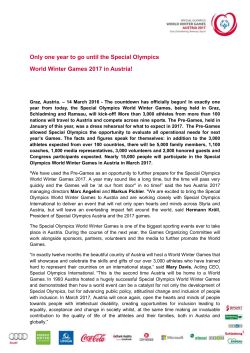 Only one year to go until the Special Olympics World Winter Games