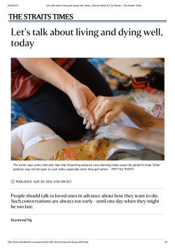 Let`s talk about living and dying well, today