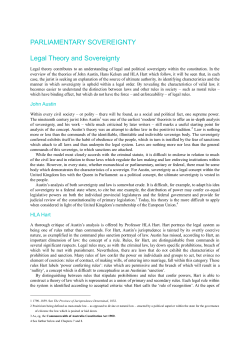 PARLIAMENTARY SOVEREIGNTY Legal Theory and
