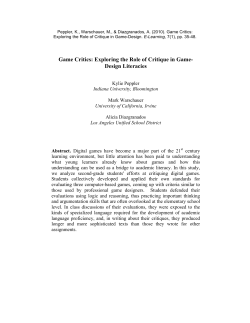Game critics: Exploring the role of critique in game