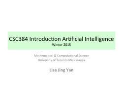 CSC384 Introduc on Ar ficial Intelligence
