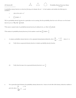 AP Calculus BC Probability Density Functions Name: 1-13