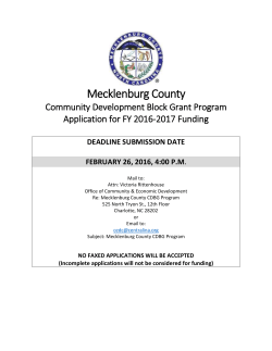FY17 CDBG Application. - Centralina Council of Governments