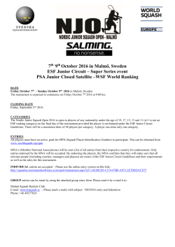 9 th October 2016 in Malm&ouml;, Sweden ESF Junior Circuit &ndash; Super
