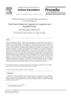Total Factor Productivity Approach in Competitive and Regulated