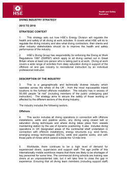 Diving Sector Strategy 2015-18