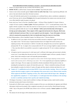 LEAGUE RULES 2015/2016 SEASON 1. Games to be played under
