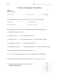 Pre-Calc w/Trig Semester 1 Exam Review