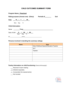 CHILD OUTCOMES SUMMARY FORM