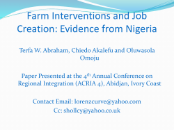 Farm Interventions and Job Creation