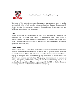 Codiac First Touch – Playing Time Policy