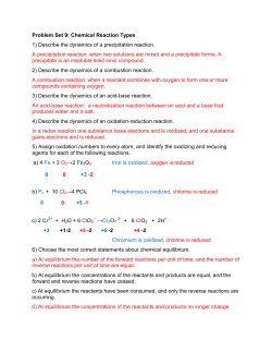 Problem Set 9: Chemical Reaction Types 1) Describe the dynamics