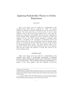 Applying Stakeholder Theory to Utility Regulation