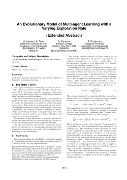 An Evolutionary Model of Multi-agent Learning
