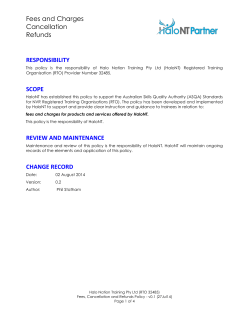Fees and Charges, Cancellation, Refunds