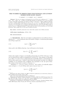 The number of irreducible polynomials and Lyndon words with given