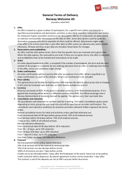 General Terms of Delivery Norway Welcome AS