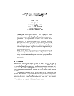 An Automata-Theoretic Approach to Linear Temporal Logic Moshe Y