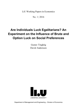Are Individuals Luck Egalitarians? An Experiment on the