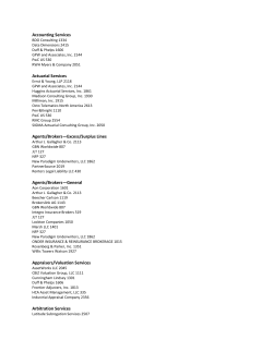 Accounting Services Actuarial Services Agents/Brokers