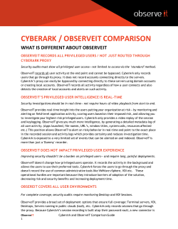 CYBERARK / OBSERVEIT COMPARISON