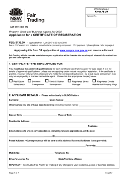 Application for a CERTIFICATE OF REGISTRATION
