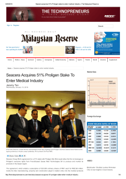 Seacera Acquires 51% Proligen Stake To Enter Medical Industry