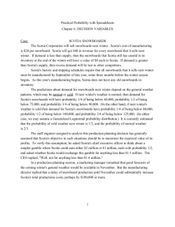 1 Practical Probability with Spreadsheets Chapter 6: DECISION