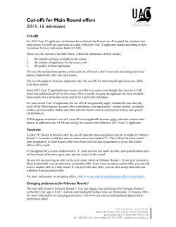 Cut-offs for Main Round offers 2015&ndash;16 admissions