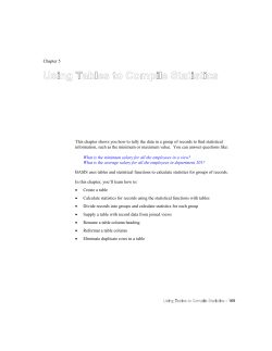 FHB Chapter 5: Using Tables to Compile Statistics