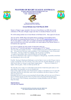 Great Britain Tour 2018 - Masters of Rugby League
