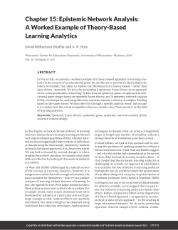 Chapter 15: Epistemic Network Analysis: A Worked Example of