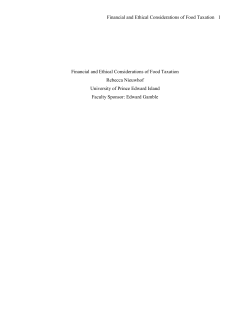 Financial and Ethical Considerations of Food Taxation