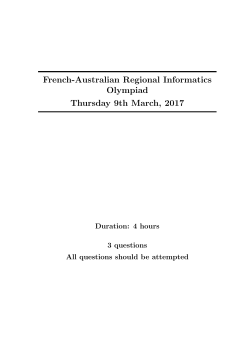 French-Australian Regional Informatics Olympiad Thursday 9th