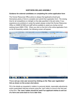 NORTHERN IRELAND ASSEMBLY Guidance for external