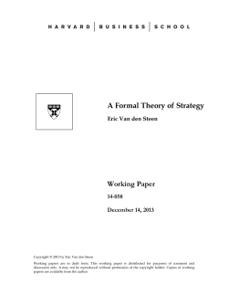 A Formal Theory of Strategy Working Paper