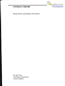 CONTRACT THEORY Patrick Bolton and Mathias Dewatripont