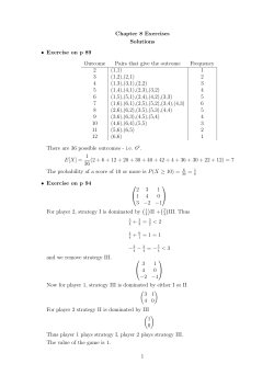 Chapter 8 Exercises Solutions &bull; Exercise on p 89 Outcome Pairs that