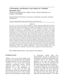 A Kinematic and Kinetic Case Study of a Netball Shoulder Pass