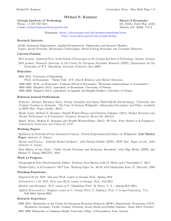 Michael E. Kummer - School of Economics