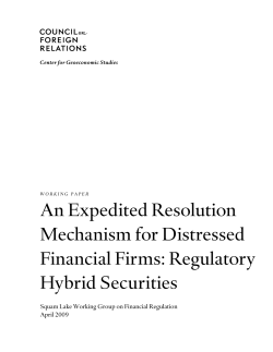 An Expedited Resolution Mechanism for Distressed Financial Firms