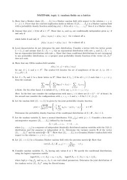 NMTP438, topic 1: random fields on a lattice