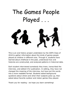 The Games People Played - Greene Street Friends School