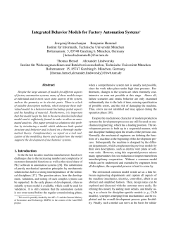 Integrated Behavior Models for Factory Automation Systems