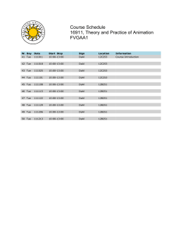 Course Schedule 16911, Theory and Practice of Animation FVGAA1