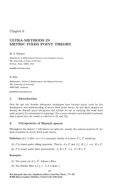 Chapter 6 ULTRA-METHODS IN METRIC FIXED POINT