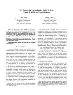 The Exponential Mechanism for Social Welfare: Private